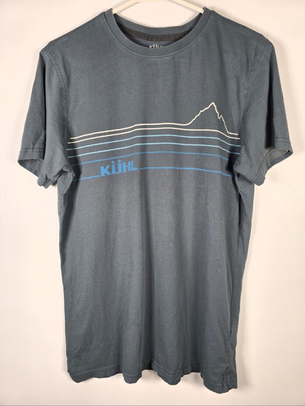 KÜHL Mountain Lines" Men's Organic Cotton Short Sleeve T-Shirt Blue/Grey Size M
